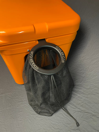 Cooler can outdoor waste containment cooler accessory and trash bag - coolercan orange yeti side